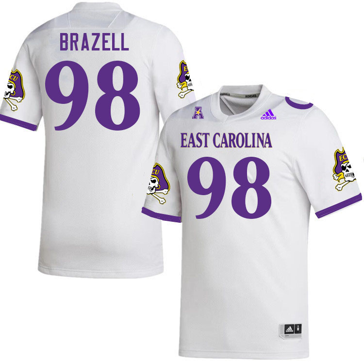 Men #98 Torin Brazell ECU Pirates College Football Jerseys Stitched-White